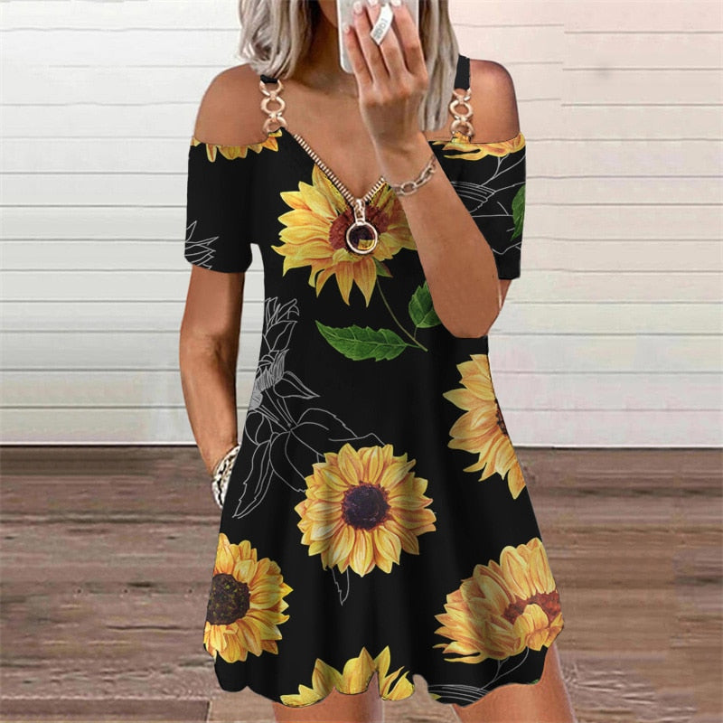 Butterflies 3D Print Elegant Fashion Dress Women&