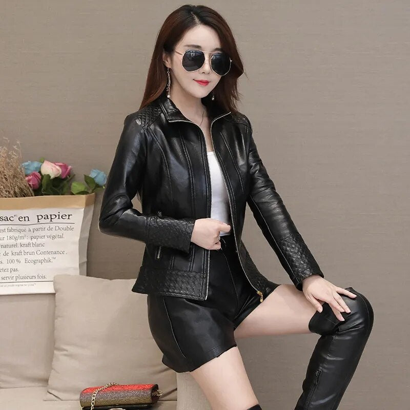 Imitation Leather Coat 2022 New 6XL Women&