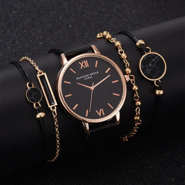 Hot Sales Woman Watch Set 5 pcs Quartz Leather Female Wristwatches Simple Roman Ladies Watches 2020 Gift Casual relogio feminino