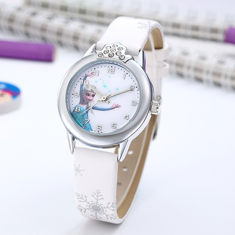 Elsa Watch Girls Elsa Princess Kids Watches Leather Strap Cute Children&