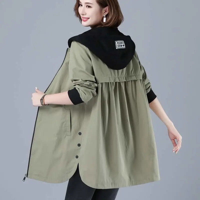 2022 New Autumn Women Jacket Casual Basic Coat Pocket Zipper Jackets Long Sleeve Female Windbreaker Loose Hooded Outwear