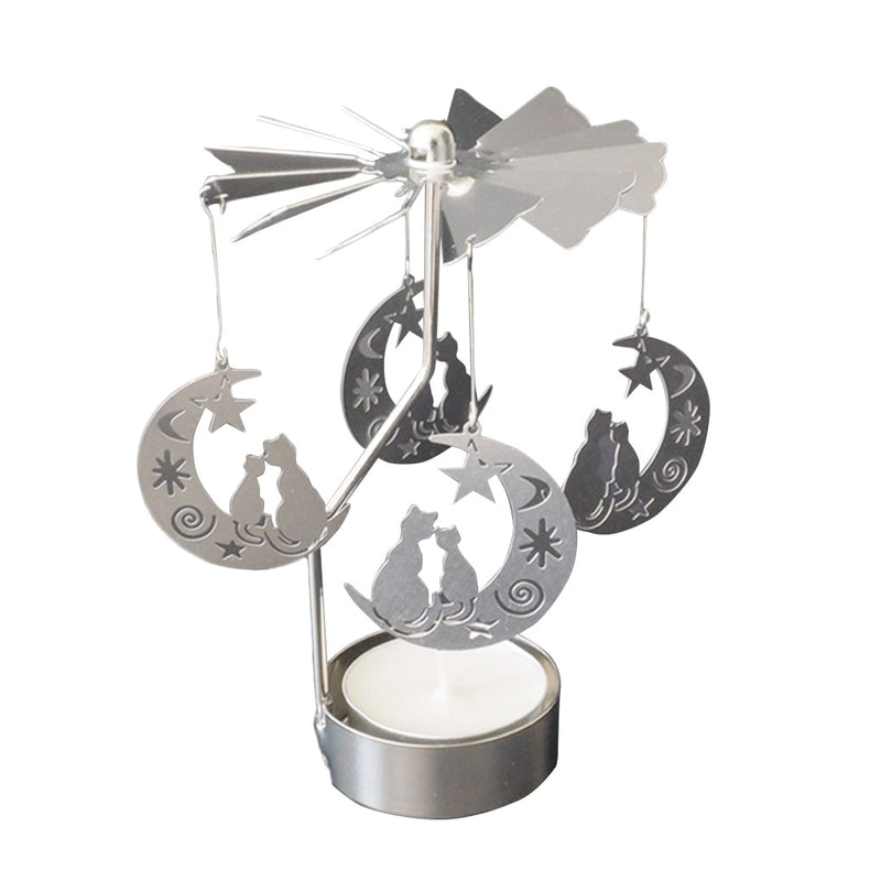 Rotating Spinning Candle Holder Wedding Party Christmas Home Decoration Metal Tealight Candlestick