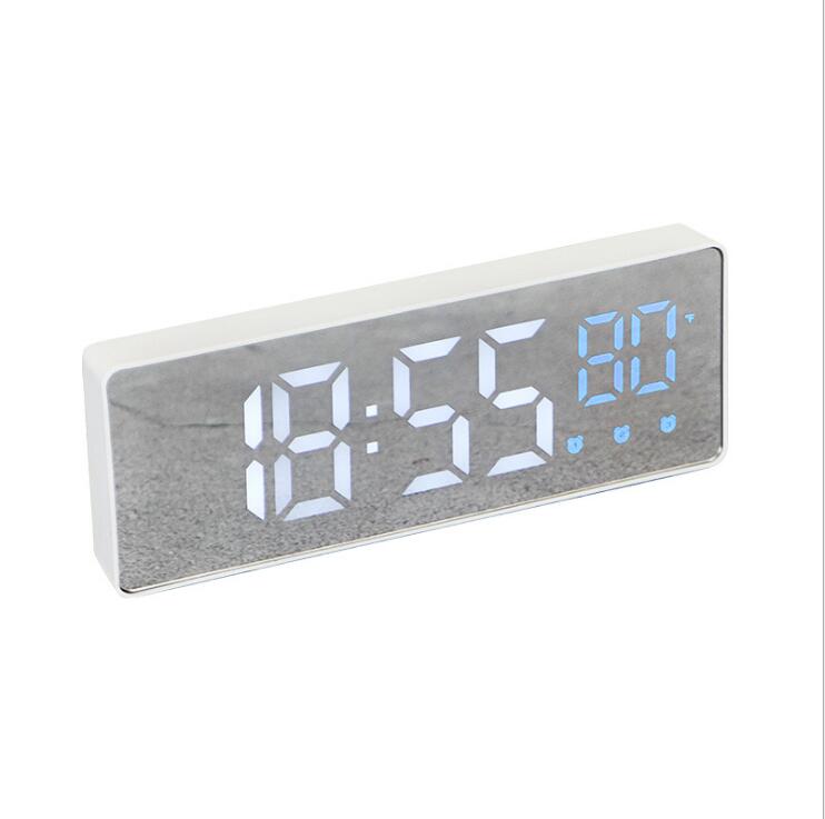 LED Digital Alarm Clock Snooze Temperature Date Display USB Desktop Strip Mirror LED Clocks for Living Room Decoration