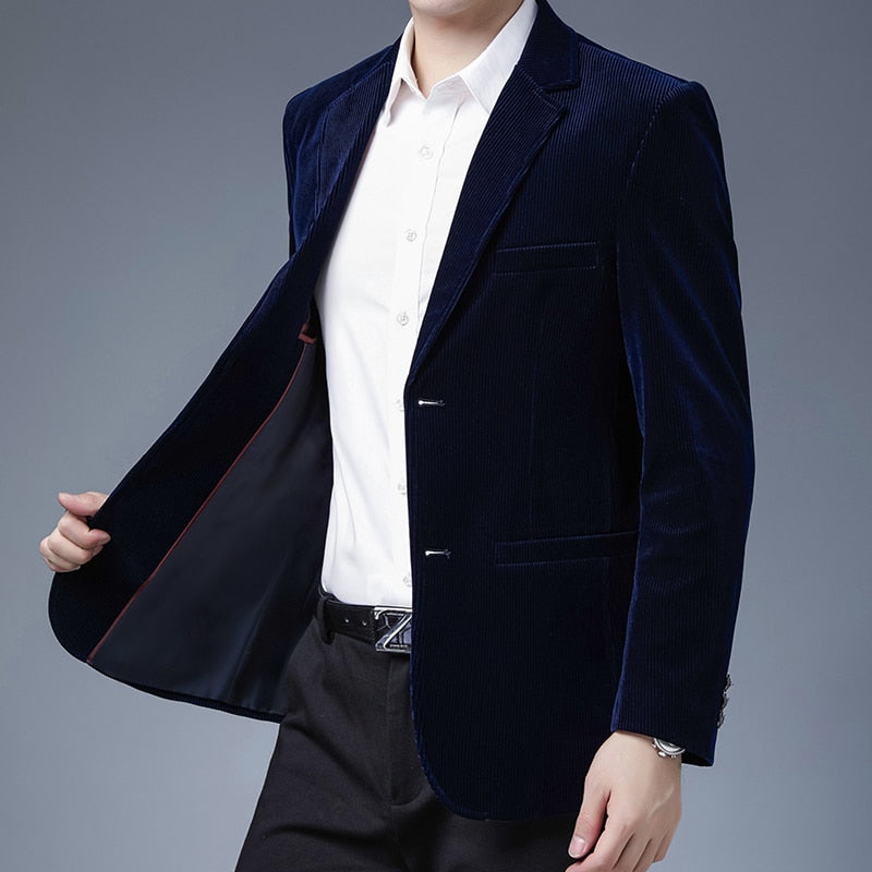 Spring and Autumn Men for Blazer Jacket Fashion Brand Designer Casual Classic Corduroy Elegant Party Stylish Suit Men&