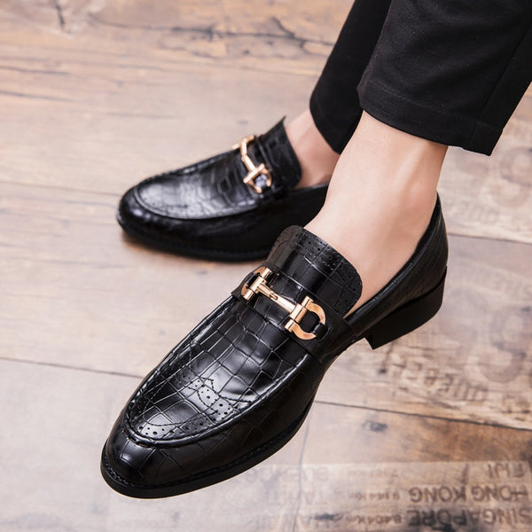 2020 Men Formal Business Brogue Shoes Luxury Men&#39;sDress Shoes Male Casual Genuine Leather Wedding Party Loafers jkm98