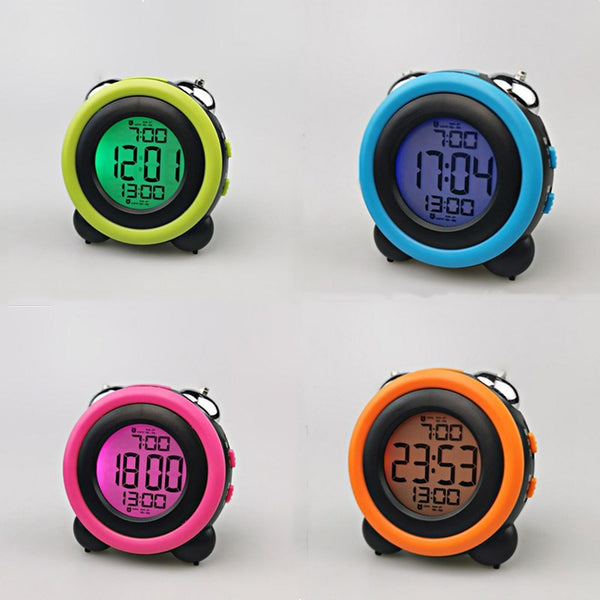 Electronic Clock Dual Alarm Surper Loud Ringing Digital Alarm Clock LCD Table Clock for Bedroom Living Room