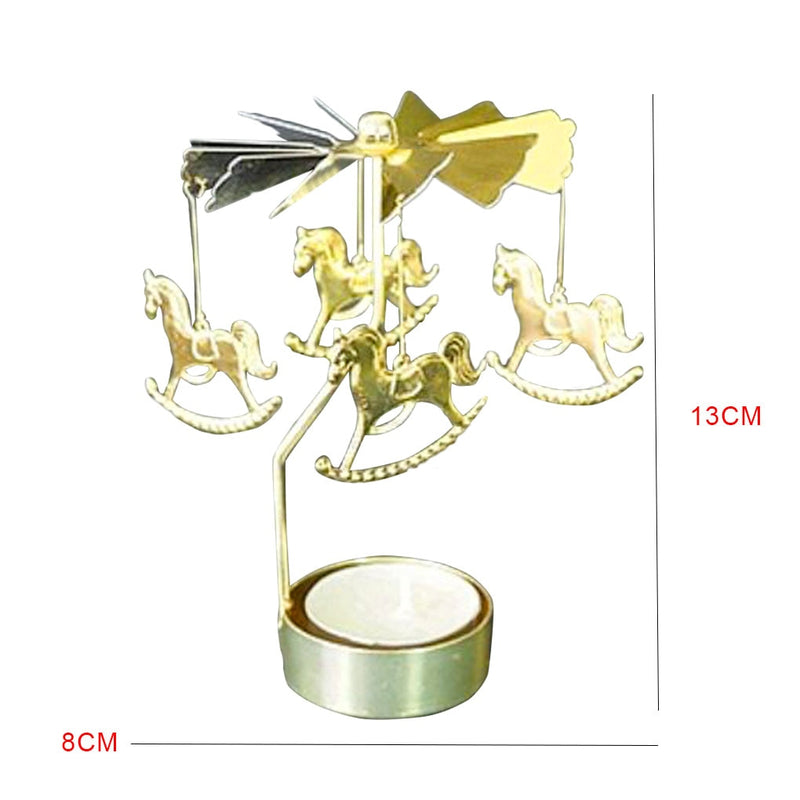 Rotating Spinning Candle Holder Wedding Party Christmas Home Decoration Metal Tealight Candlestick