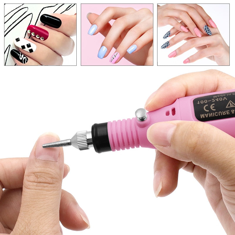 Nail Manicure USB Mini Electric Grinding Variable Speed Rotary Tool Kit Drill Bit Engraving Pen for Milling and Polishing Tools