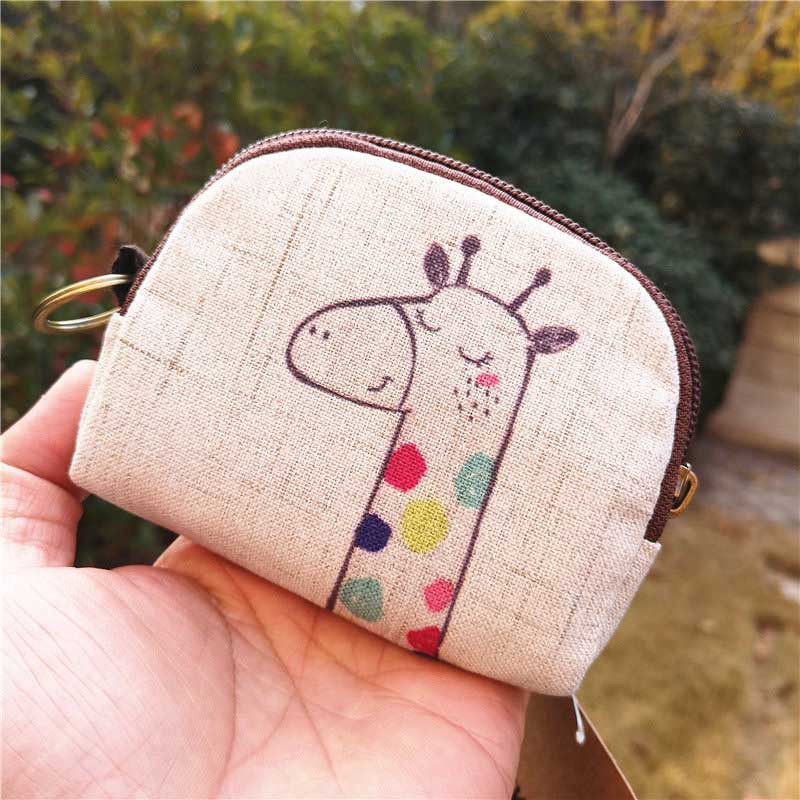 Cute Totoro Canvas Coin Purse Shell Wallet Fashion Giraffe Animals Key Pouch Bag creative Mini Change Purses Wallets For Gift