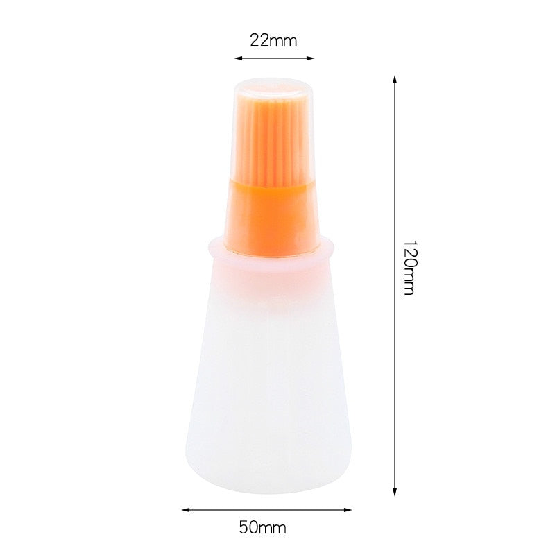 1Pc Portable Silicone Oil Bottle with Brush Grill Oil Brushes with Cover Liquid Oil Pastry Kitchen Bake BBQ Brush Kitchen Tools