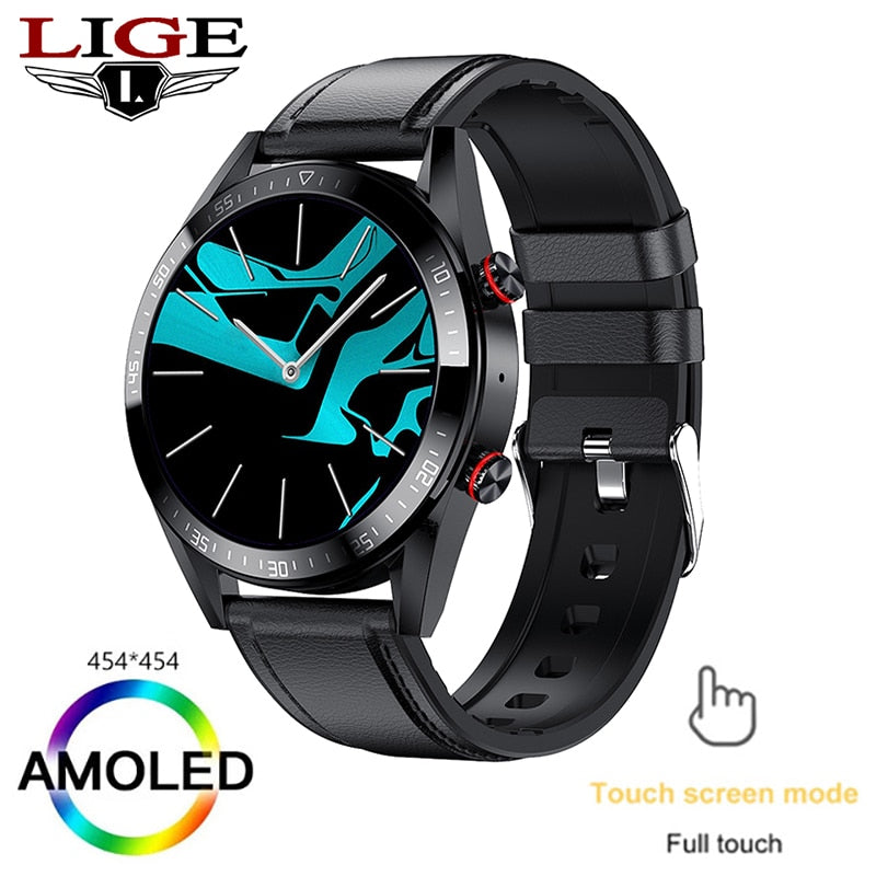 LIGE New 454*454 Screen Smart Watch Always Display The Time Bluetooth Call Local Music Smartwatch For Mens Android TWS Earphones