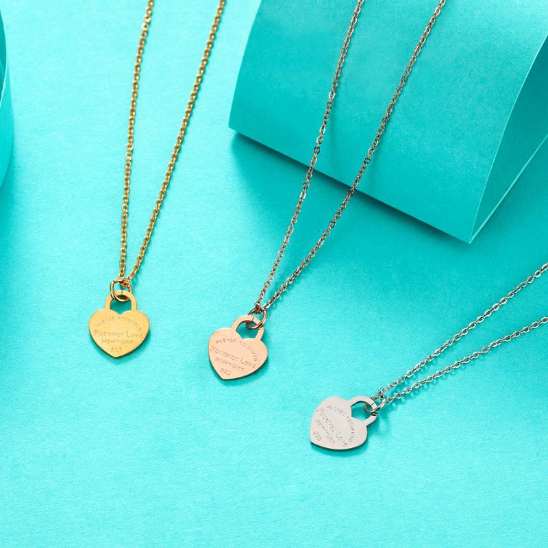 Fashion Double Heart Pendant Necklace For Women Ladies Girls Stainless Steel Necklaces Chains Wedding Jewelry Gifts