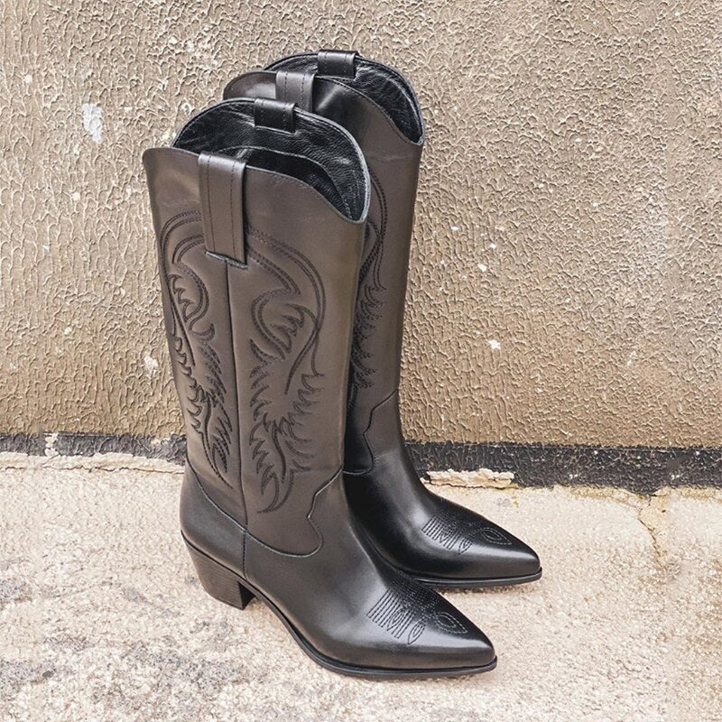 Perixir Western Cowboy Boots For Women Pointed Toe Women&