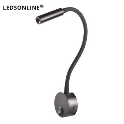 Wall Lamp 3W Home Hotel Loft Bedside Reading Book Black Silver Light Flexiable ON/OFF Switch 90-260V Spot LED Bulb