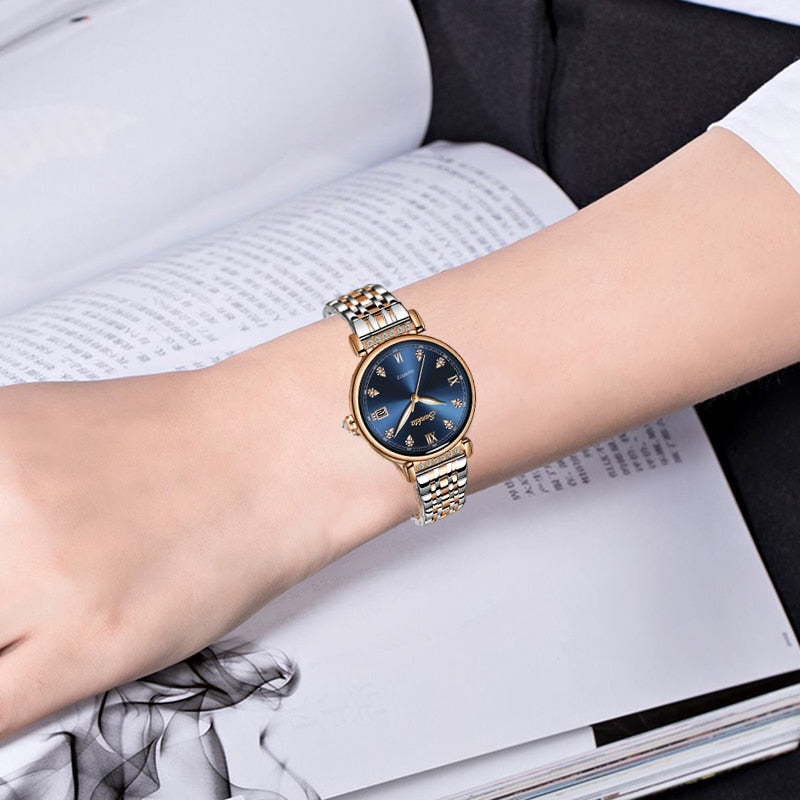 Montre Femme SUNKTA New Women Watch Top Luxury Brand Creative Design Steel Women&