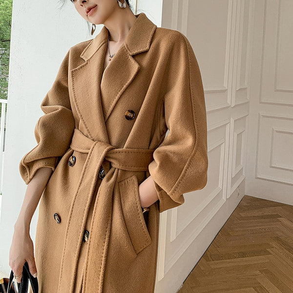 Autumn and winter new cashmere wool coat women&#39;s coat long MM