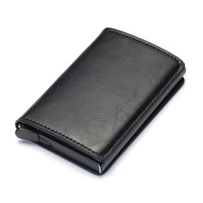 Custom Name Business Bank Credit Card Holder Men Wallet Coin Leather Wallet RFID Aluminium Box CardHolder with Money Clips Purse