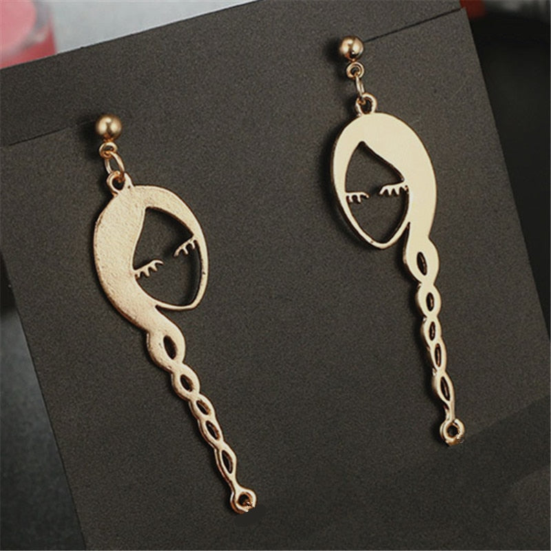 Face earrings Geometric contracted fashion pearl earrings female Fashion women Metal hollow out gold stud earrings for women