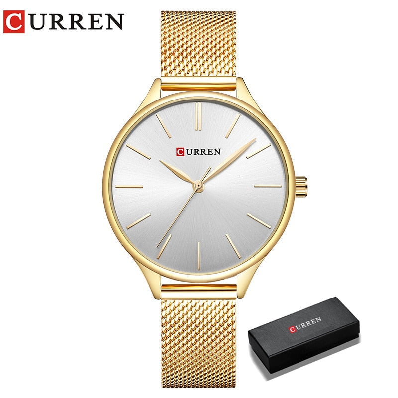 CURREN Simple Watches Hot Sale Wristwatches Women brand Fashion Dress Ladies Bracelet Watch Rose Gold Clock Gifts