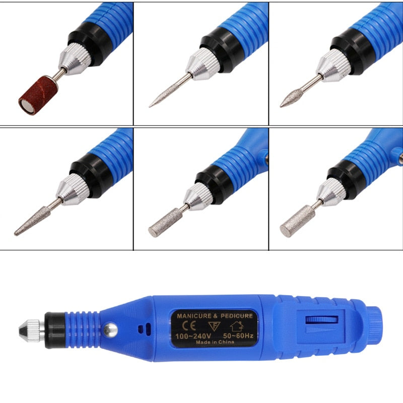 Nail Manicure USB Mini Electric Grinding Variable Speed Rotary Tool Kit Drill Bit Engraving Pen for Milling and Polishing Tools