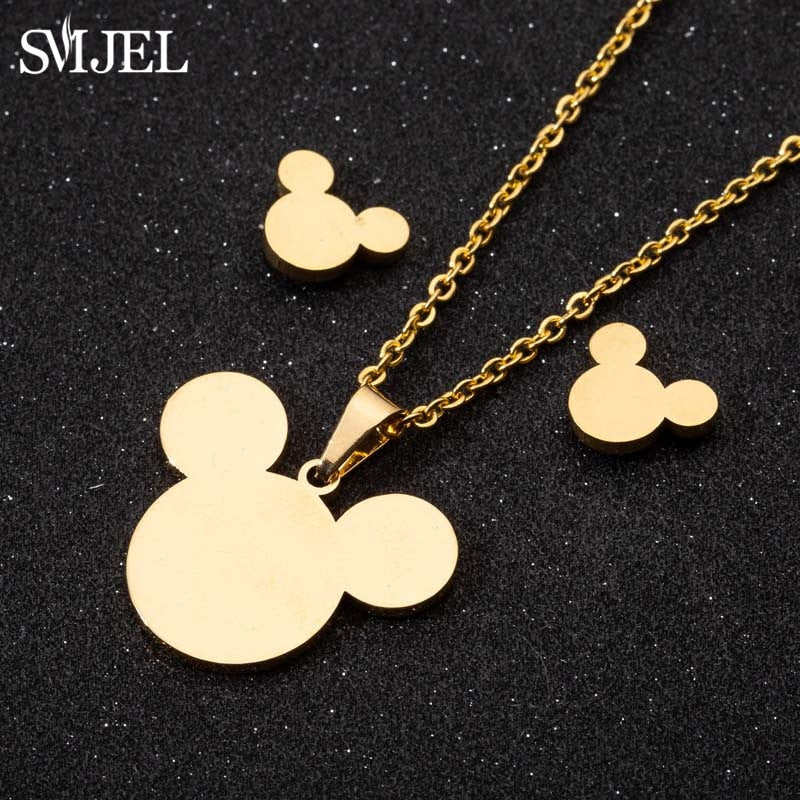 SMJEL Stainless Steel Necklaces for Women Jewelry Mini Animal Rabbit Necklace Heart Beat Dog Paw Print Collier Femme Wholesale