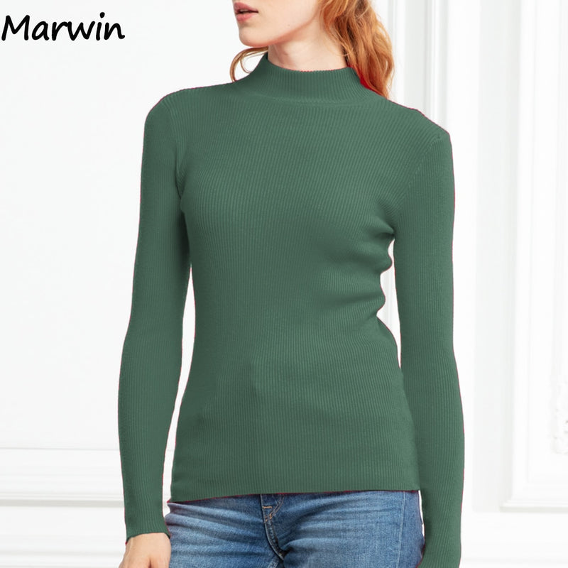 Marwin New-coming Autumn Winter Top Pull Femme Turtleneck Pullovers Sweaters Long Sleeve Slim Oversize Korean Women&