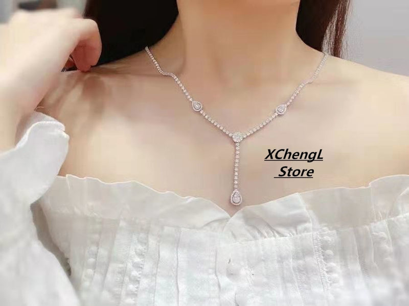 new fashion Au750/18k real gold luxury diamond necklace jewelry for women&amp;lady&amp;party&amp;gift&amp;wedding