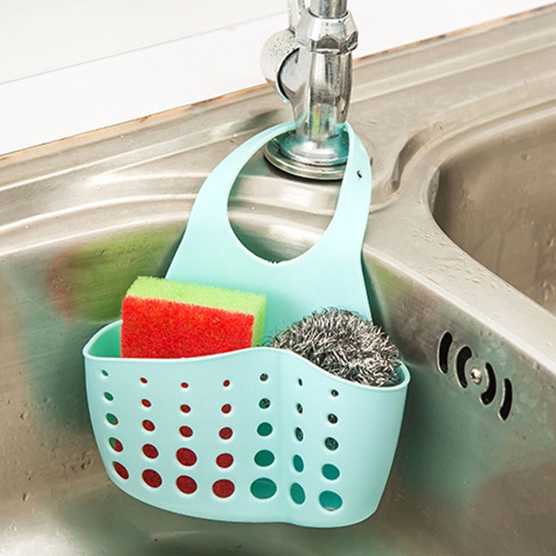 Sink Sponge Storage Hanging Basket Adjustable Snap Button Type Drain Rack Faucet Storage Drain Baskets Home Kitchen Tools