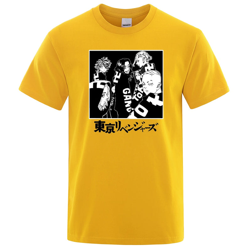 Japanese Anime Mens T-shirts Tokyo Revengers Print Tshirts Male Cotton Harajuku Short Sleeve T Shirts Summer Black Top Tee Shirt