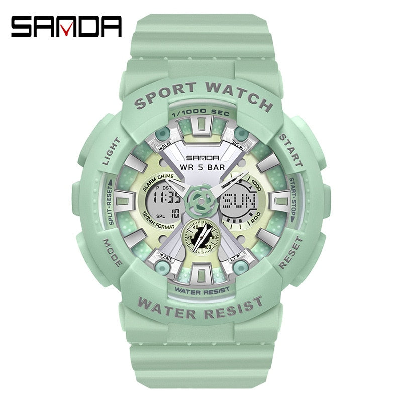 SANDA Women Men Watch Sports Dual Display 50M Waterproof Wrist Watch For Male Female Clock relogio feminino High Quality 2022