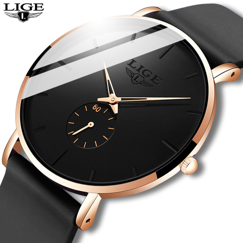 LIGE New Fashion Mens Watches Top Brand Luxury Sport Waterproof Simple Ultra-Thin Watches Men Quartz Clock Relogio Masculino+Box