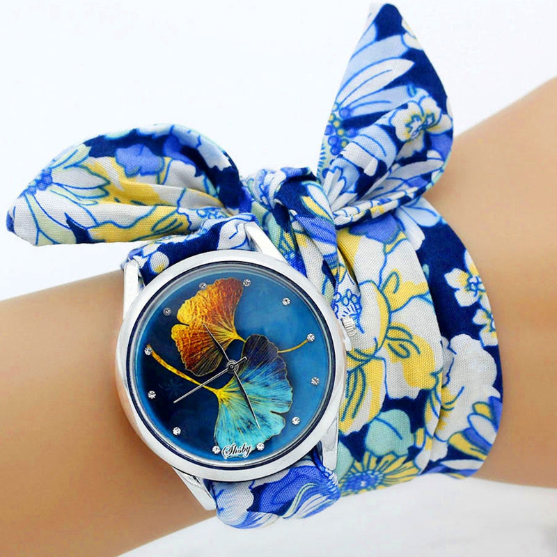 Shsby New Ladies Cloth Wristwatch Fashion Women Dress Watch High Quality Silver  Quartz Watch Sweet Girls Watch Fabric Clock