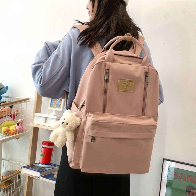 JULYCCINO  Multifunction Double Zipper Women Backpack Teenager Girls Laptop Backpack Student Shoulder Bag Korean Style Schoolbag