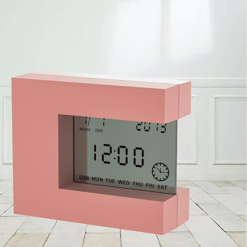 Digital Desk Calendar Alarm clock  with Indoor Thermometer &amp; Countdown Timer  Electronic Square Bedside Watch Modern design