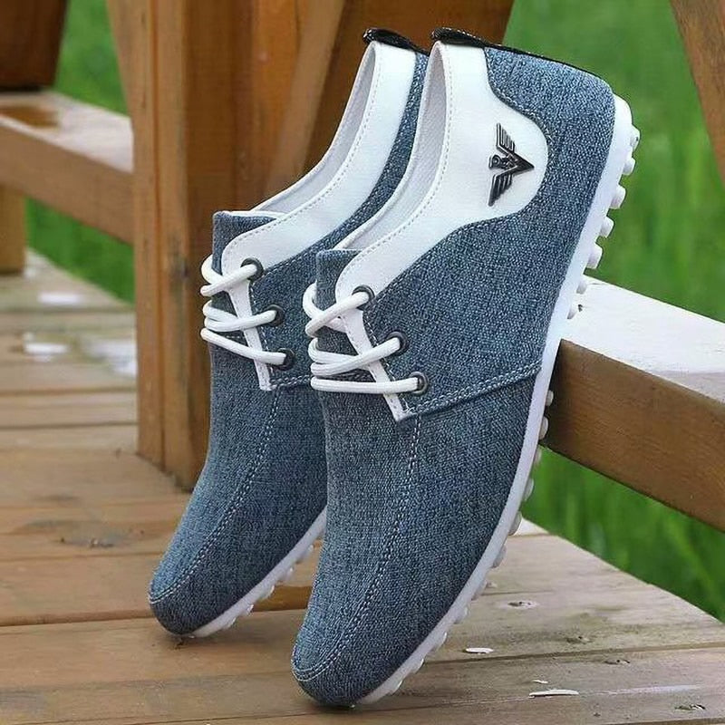 Brand Casual Shoes for Men Lace-up Linen Cloth Breathable Mens Canvas Shoes Moccasins Flats Driving Footwear Zapatos De Hombre