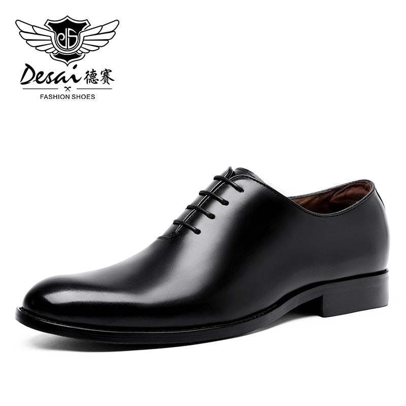 DESAI Oxford Mens Dress Shoes Formal Business Lace-up Full Grain Leather Minimalist Shoes for Men