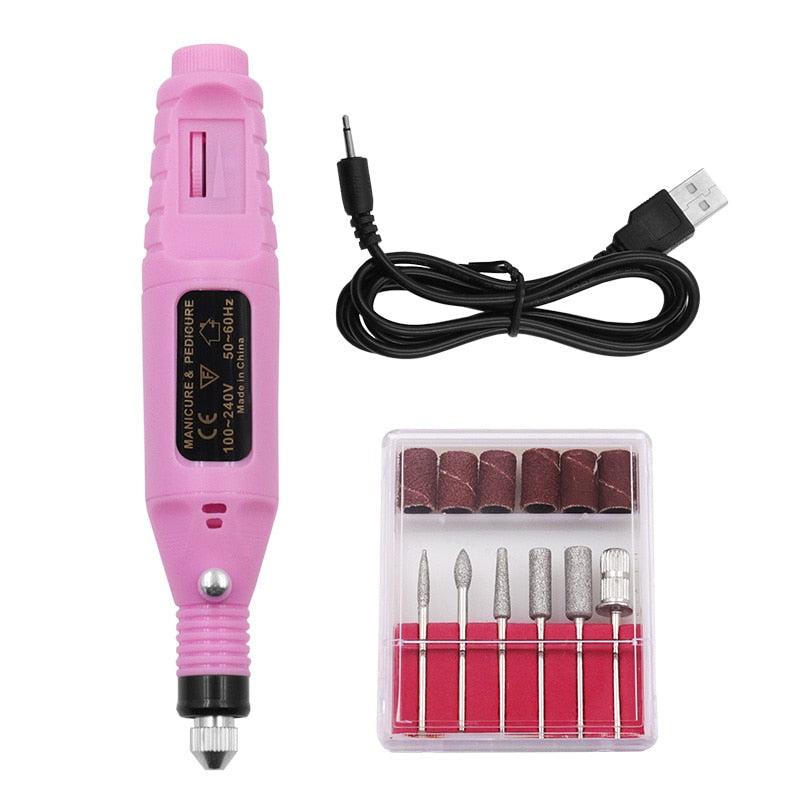 Nail Manicure USB Mini Electric Grinding Variable Speed Rotary Tool Kit Drill Bit Engraving Pen for Milling and Polishing Tools