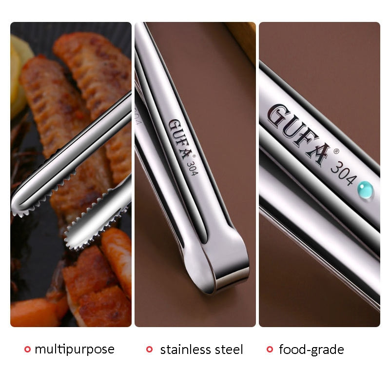 Grill Tongs Meat Cooking Utensils For BBQ Baking Silver Kitchen Accessories Camping Supplies Free Shipping Item Barbecue Clip