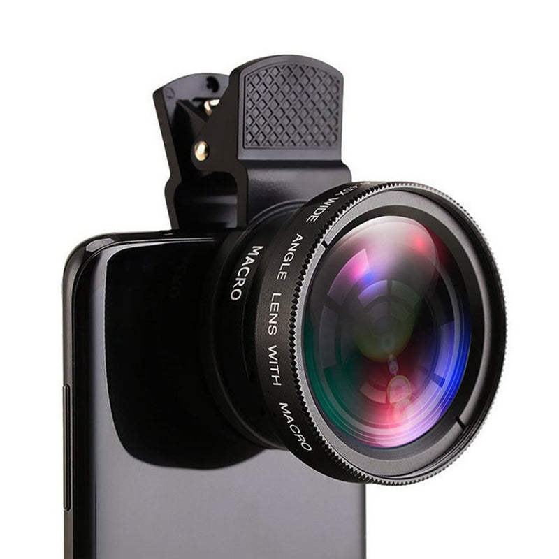 2 IN 1 Lens Universal Clip 37mm Mobile Phone Lens Professional 0.45x 49uv Super Wide-Angle + Macro HD Lens For iPhone Android