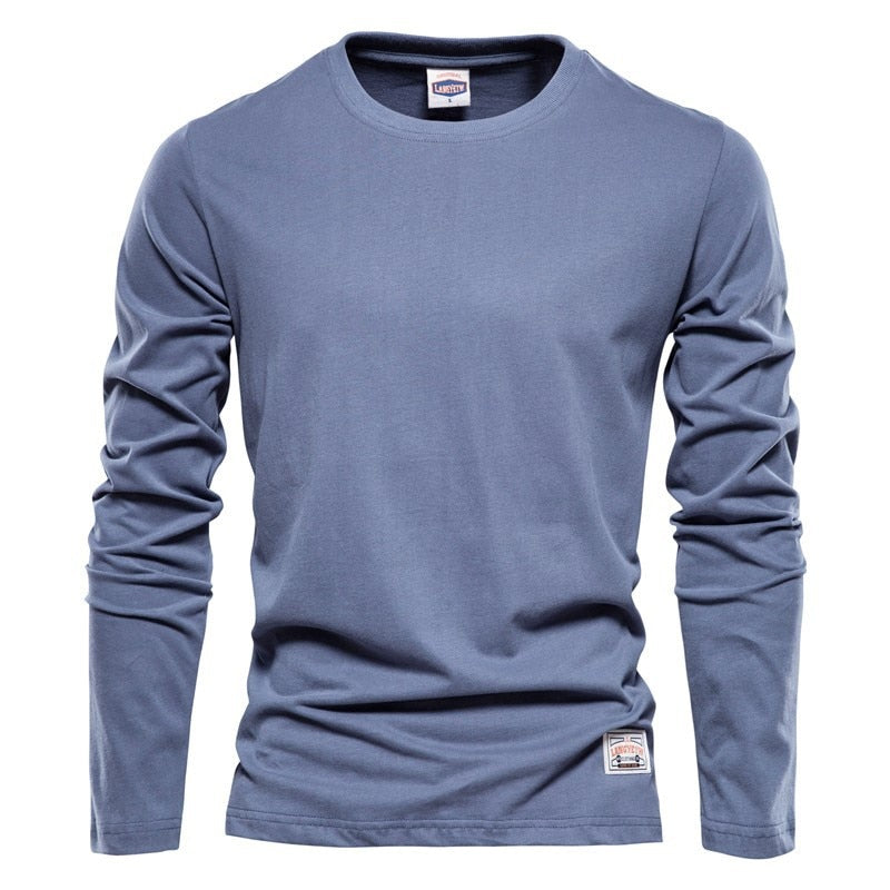 BOLUBAO Cotton Long Sleeve T shirt For Men Solid Spring Casual Mens T-shirts High Quality Male Tops Classic Clothes Male T-shirt