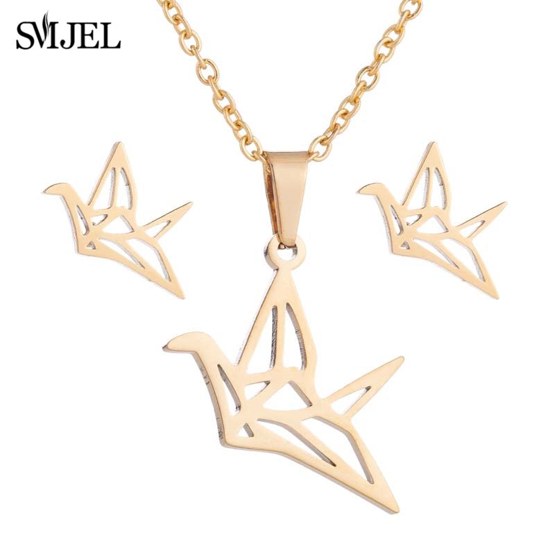 SMJEL Stainless Steel Necklaces for Women Jewelry Mini Animal Rabbit Necklace Heart Beat Dog Paw Print Collier Femme Wholesale