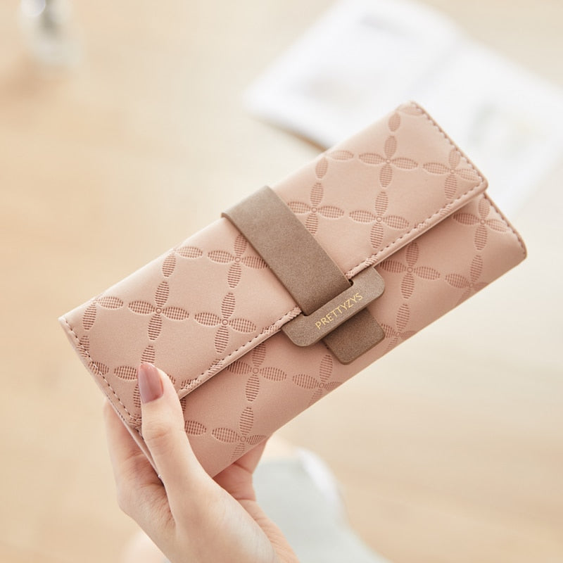 Brand 2020 Designer Flower Long Wallet Women PU Leather Female Wallets Purse Carteira Hand Bag Fashion Trifold Clutches