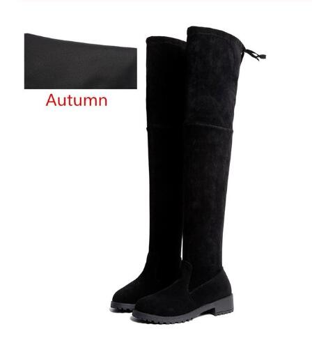 NAUSK Thigh High Boots Female Winter Boots Women Over The Knee Boots Flat Stretch Sexy Fashion Shoes 2018 Black Botas Mujer