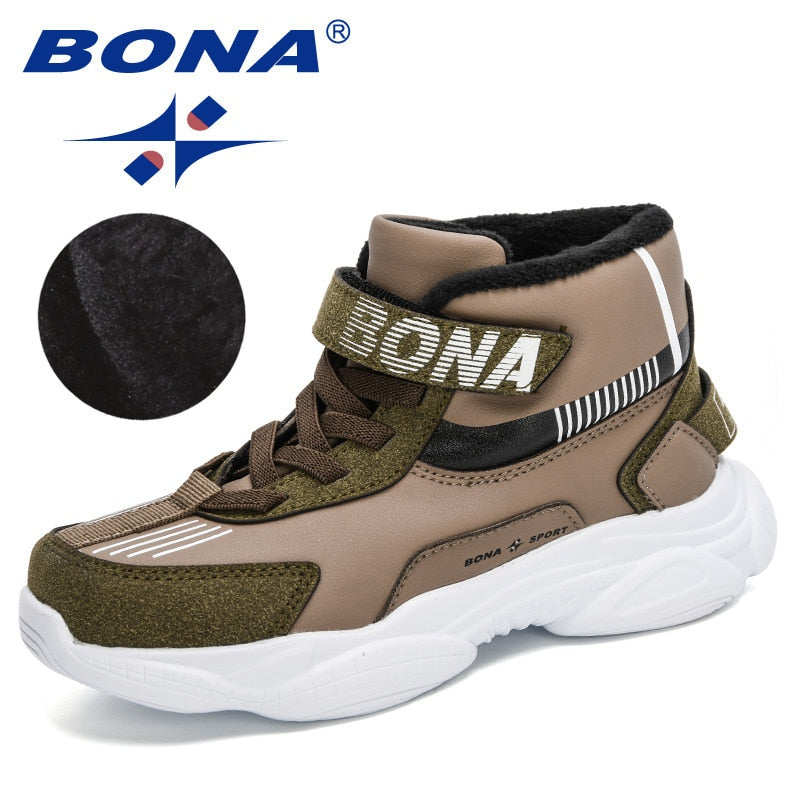 BONA 2020 New Designers Trendy Snow Shoes Teenagers Children Hiking Shoes Walking Climbing Shoes Boy Winter Plush Footwear Girls