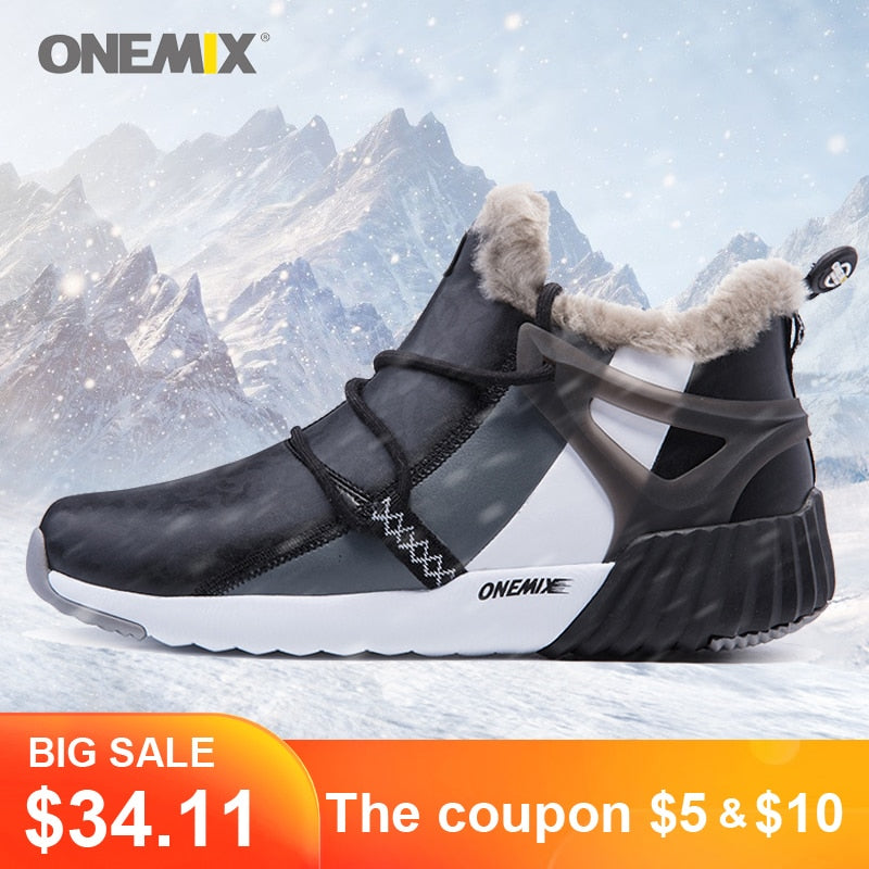 Onemix Men Hiking Shoes Winter Snow Boots Keep Warm anti Slip Waterproof Outdoor Shoes Mountain Shoes Comfortable Woman Trekking