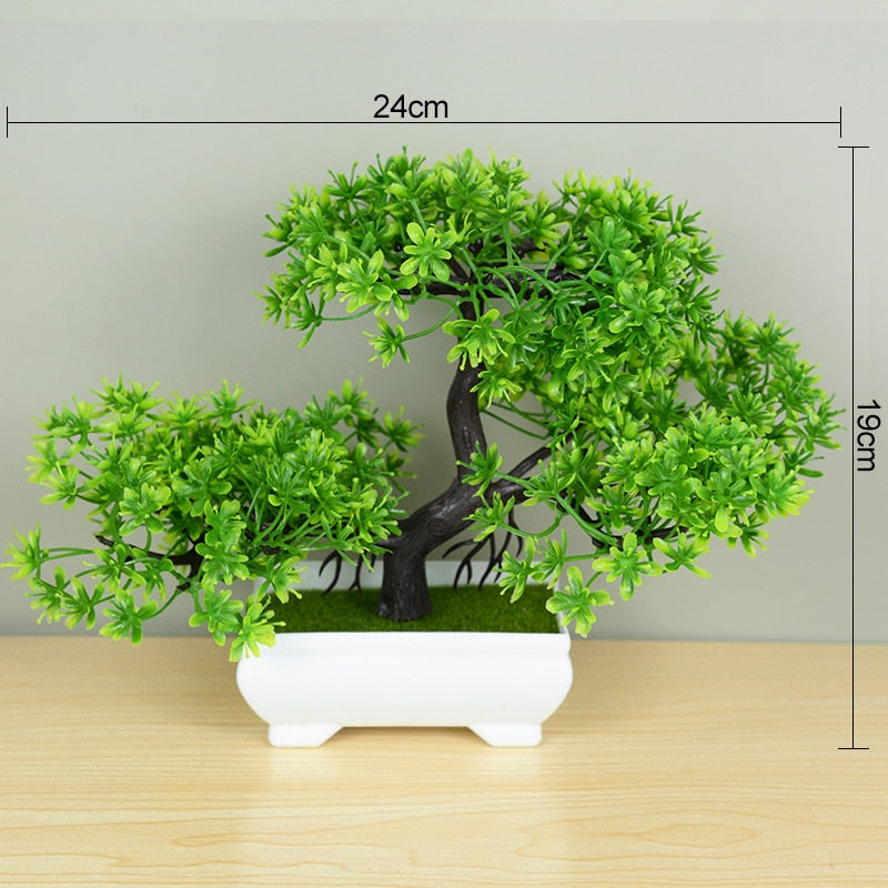 Artificial Plants Potted Green Bonsai Small Tree Grass Plants Pot Ornament Fake Flowers for Home Garden Decoration Wedding Party