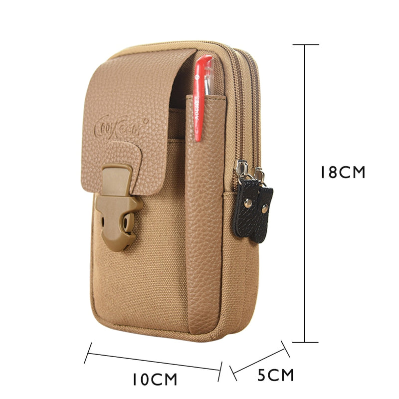 Fashion Men Multi-function PU Leather Fanny Waist Bag Casual Mobile Phone Purse Pocket Male Outdoor Travel Sports Belt Bum Pouch