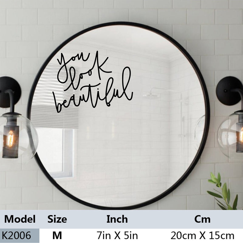 You Look Amazing Mirror Decal Vinyl Decal Bathroom Decor Decal Wall Sticker Art Home Decoration Accessories（Not Mirror）