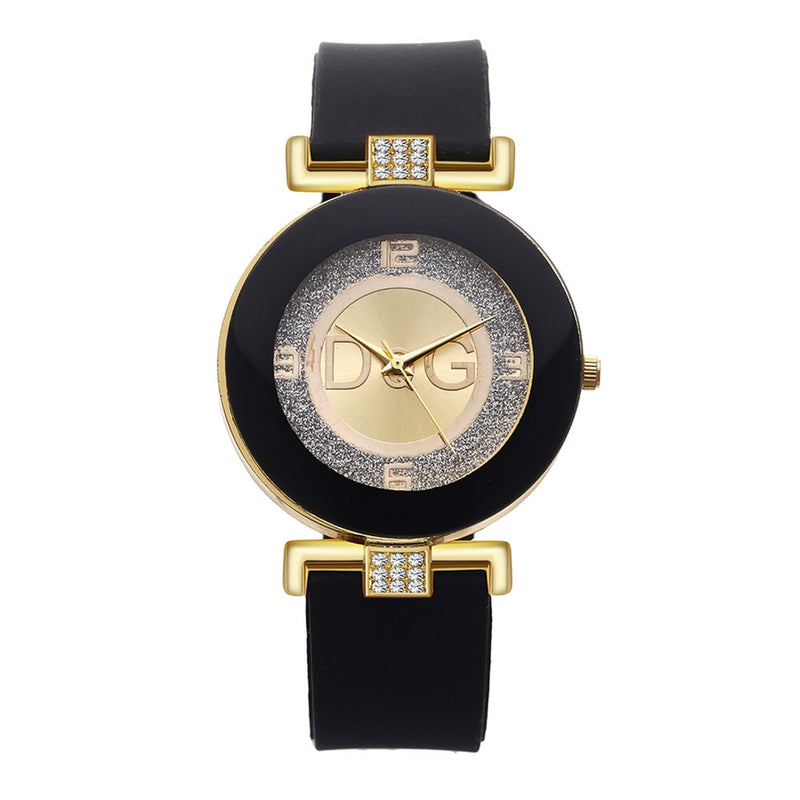 Simple Black White Quartz Watches Women Minimalist Design Silicone Strap Wristwatch Big Dial Women&