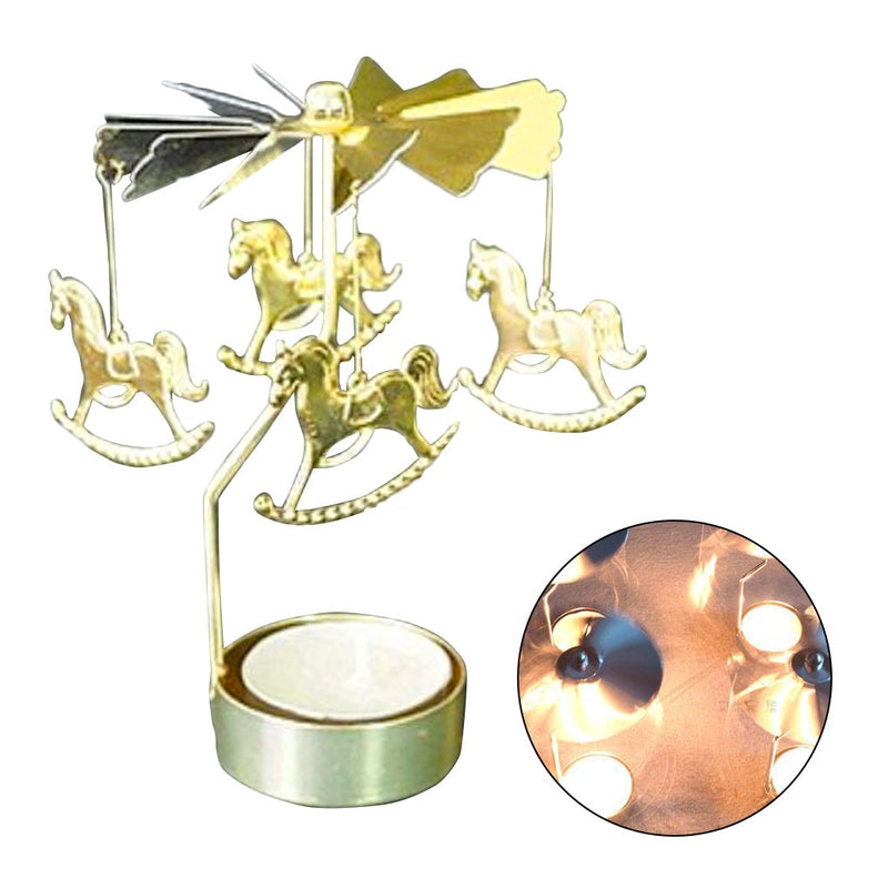 Rotating Spinning Candle Holder Wedding Party Christmas Home Decoration Metal Tealight Candlestick